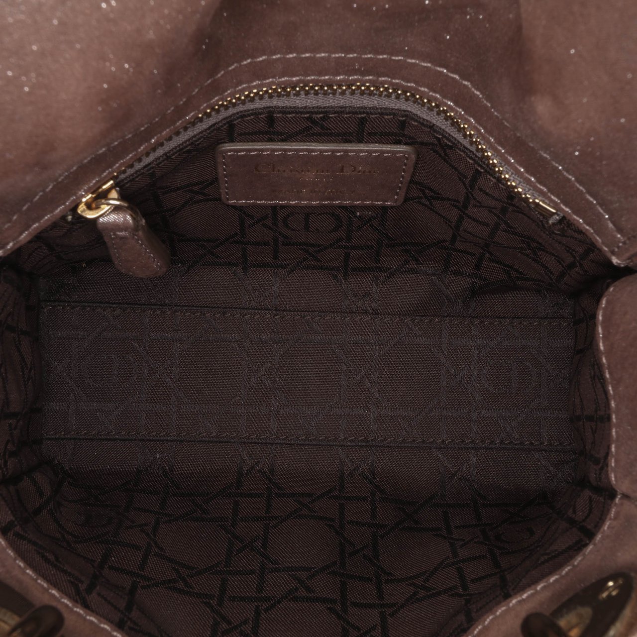 Dior Mini Iridescent Lambskin Cannage Lady Dior Bruin