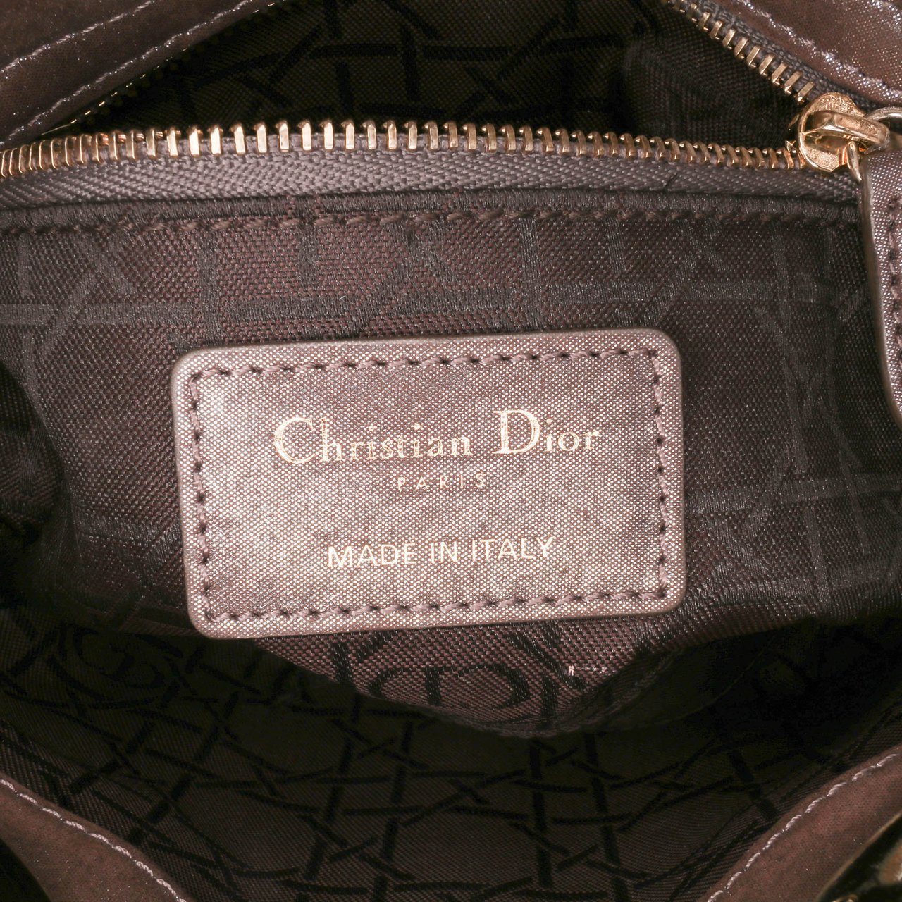 Dior Mini Iridescent Lambskin Cannage Lady Dior Bruin