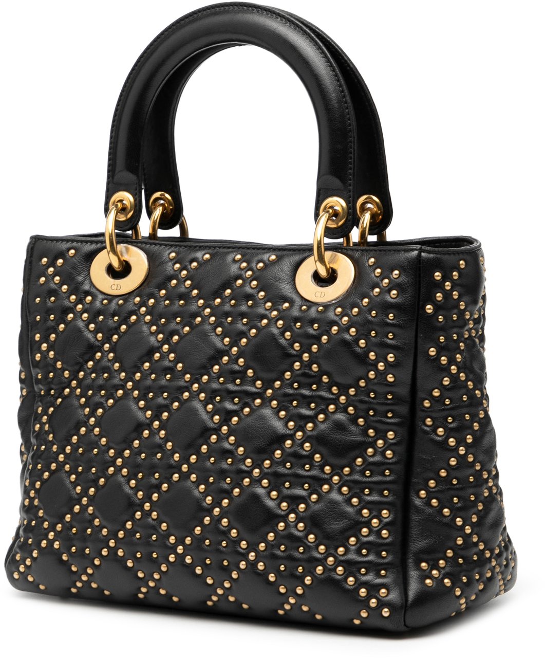 Dior Medium Lambskin Cannage Studded Supple Lady Dior Zwart