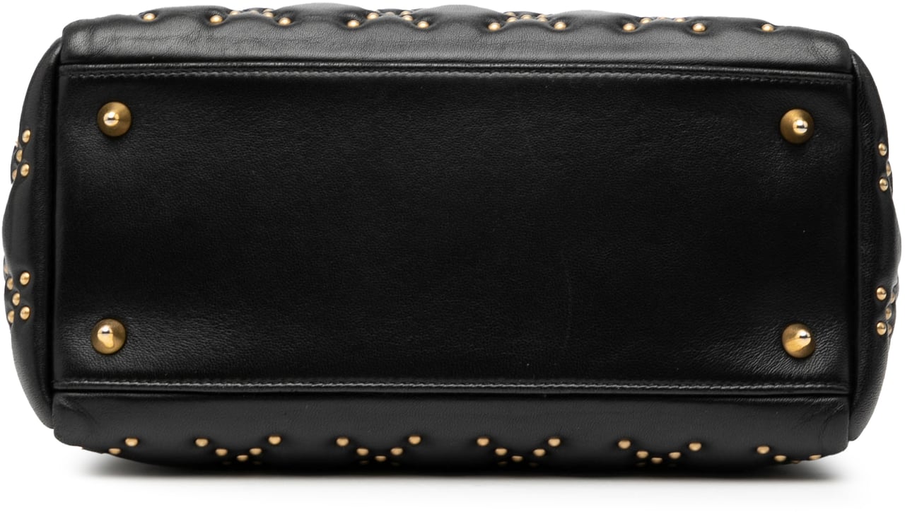 Dior Medium Lambskin Cannage Studded Supple Lady Dior Zwart