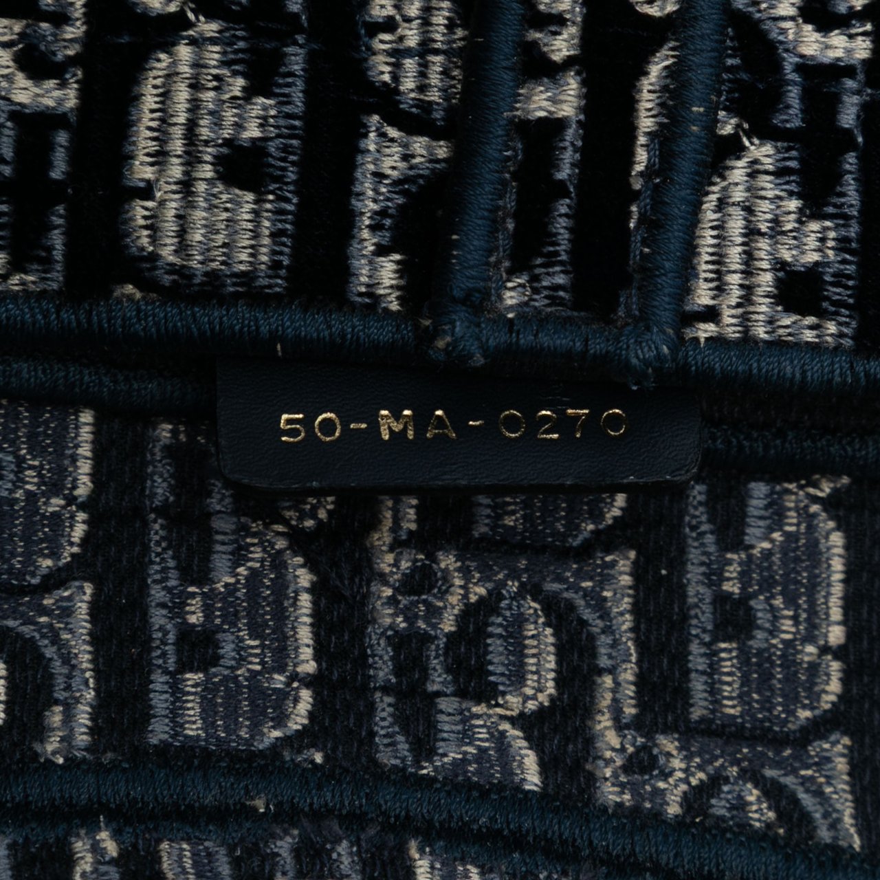 Dior Oblique Embroidered Velvet Saddle Bag Blauw