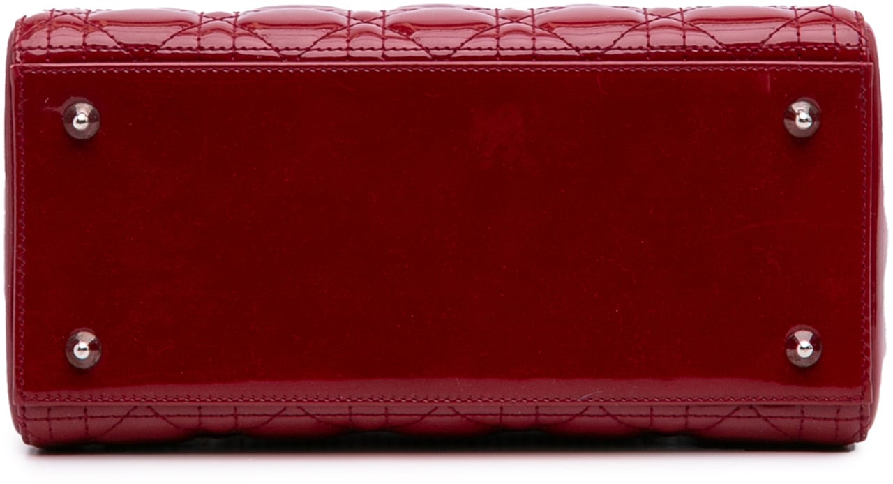 Dior Medium Patent Cannage Lady Dior Rood