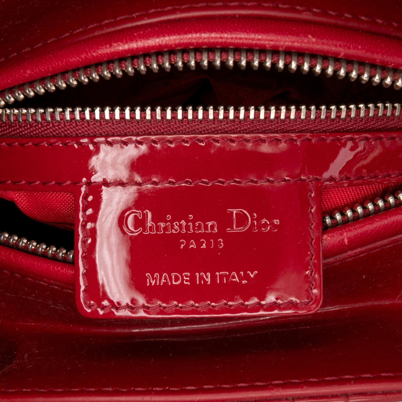 Dior Medium Patent Cannage Lady Dior Rood