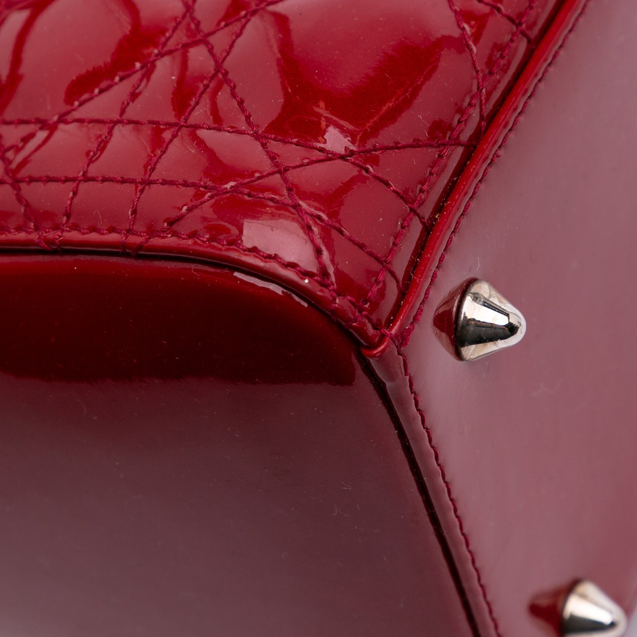 Dior Medium Patent Cannage Lady Dior Rood