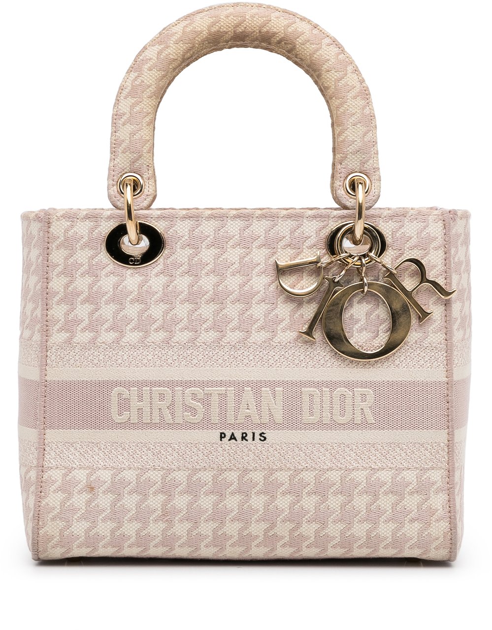 Dior Medium Embroidered Canvas Houndstooth Lady D Lite Roze