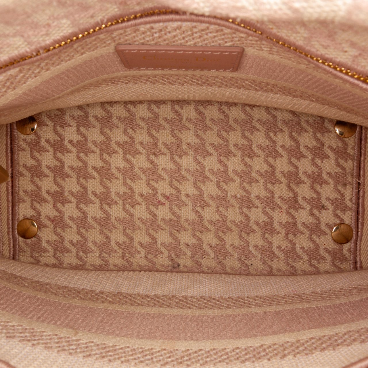 Dior Medium Embroidered Canvas Houndstooth Lady D Lite Roze