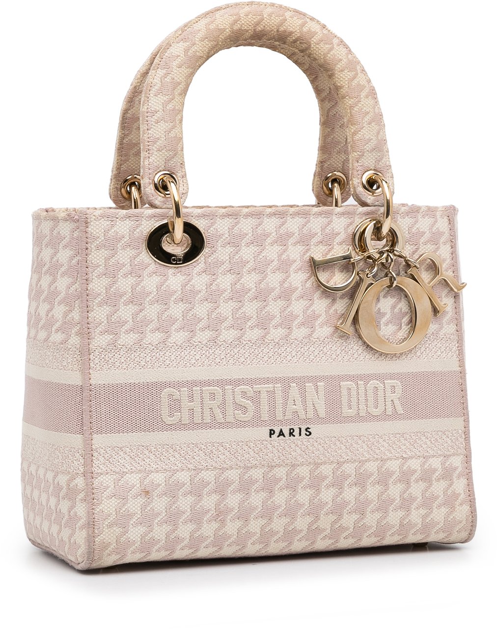 Dior Medium Embroidered Canvas Houndstooth Lady D Lite Roze