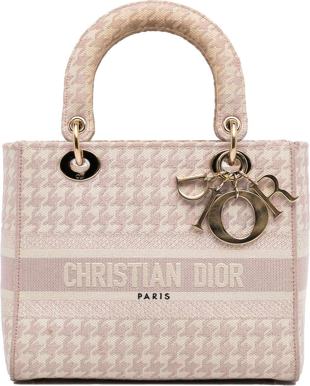 Dior Medium Embroidered Canvas Houndstooth Lady D Lite Roze