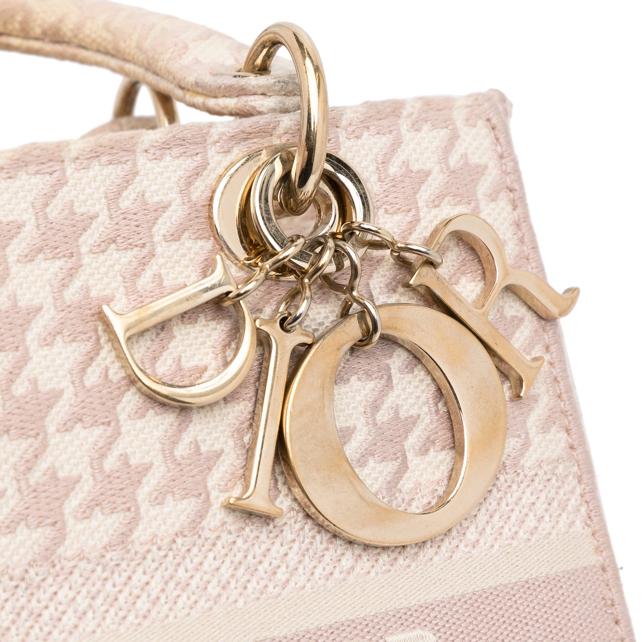 Dior Medium Embroidered Canvas Houndstooth Lady D Lite Roze