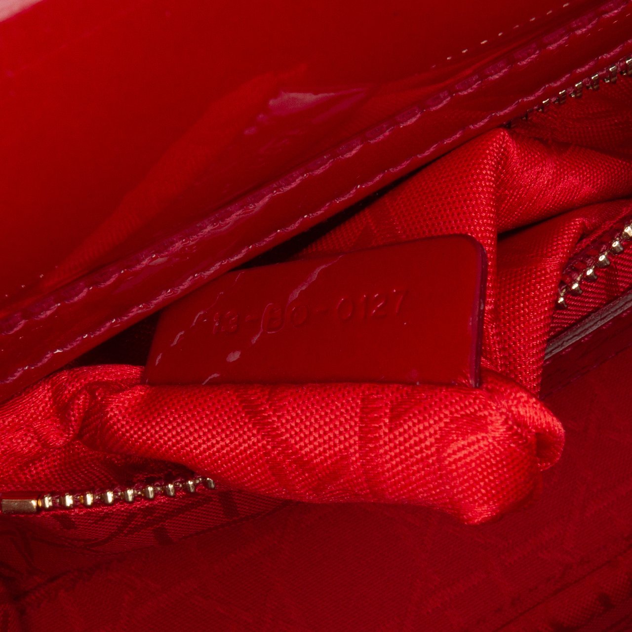 Dior Mini Patent Cannage Lady Dior Rood