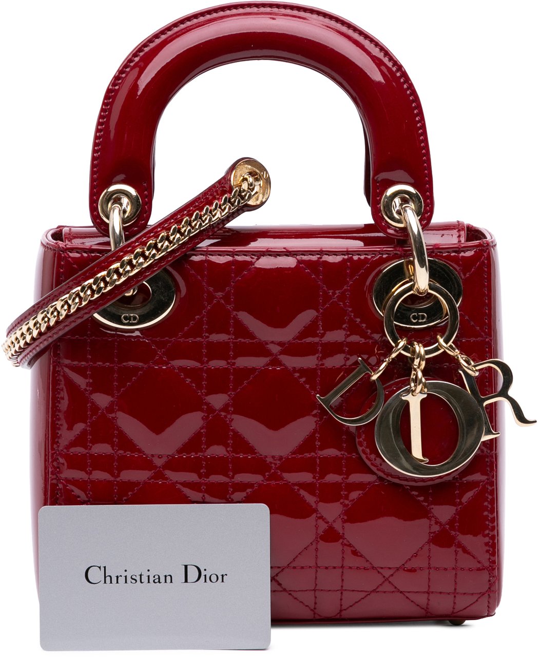 Dior Mini Patent Cannage Lady Dior Rood