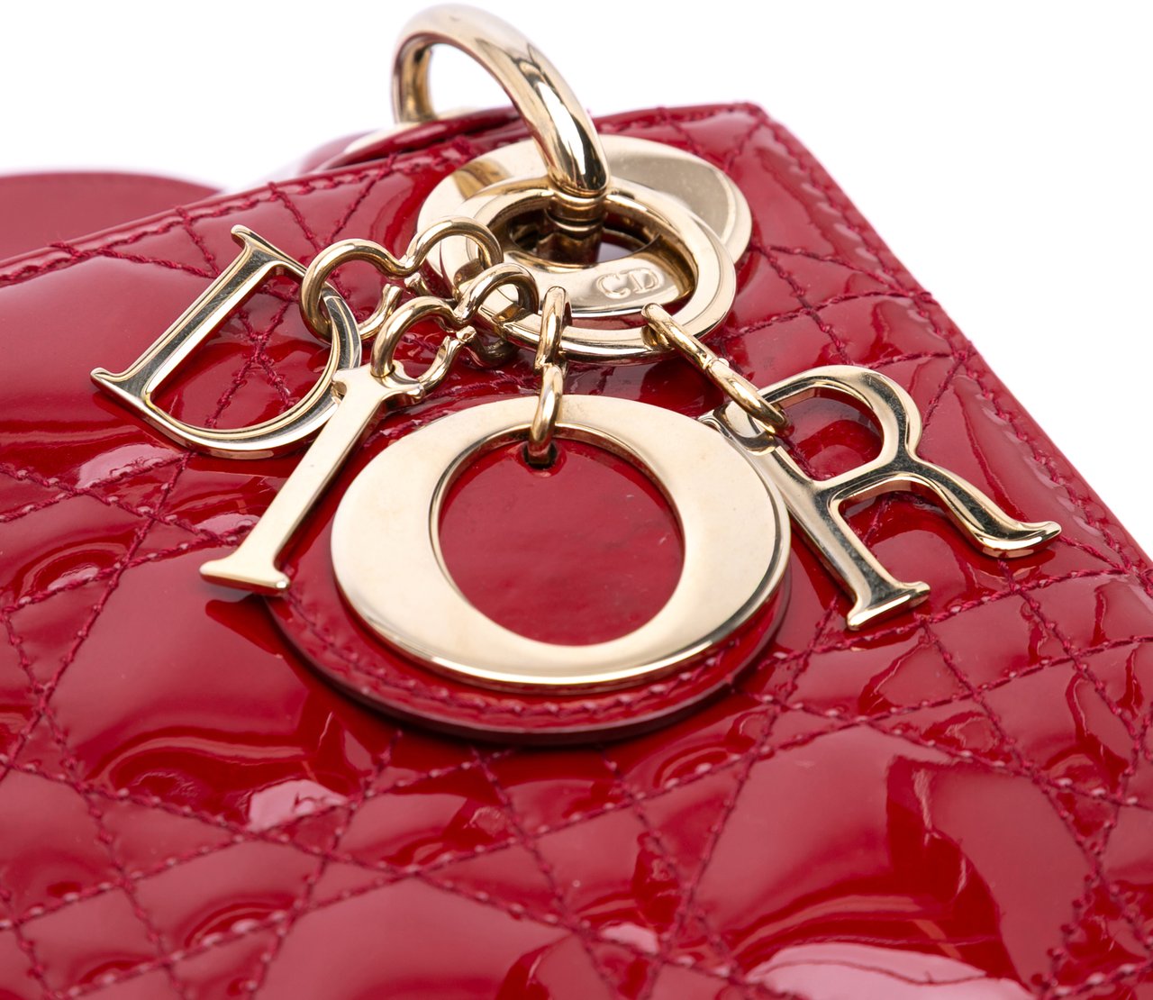 Dior Mini Patent Cannage Lady Dior Rood
