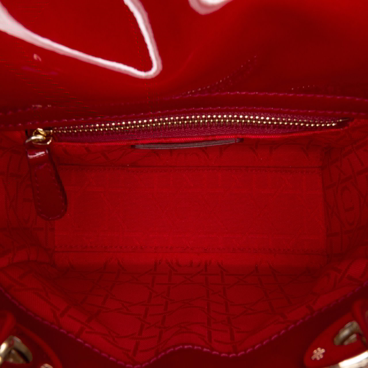 Dior Mini Patent Cannage Lady Dior Rood