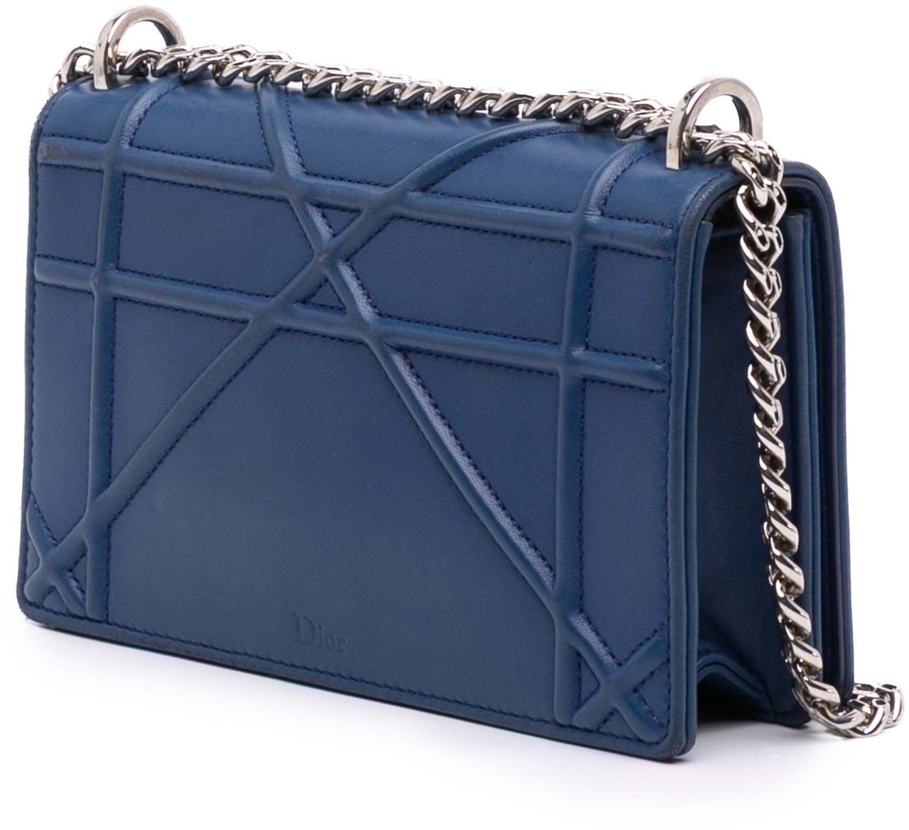 Dior Mini Lambskin Diorama Flap Blauw