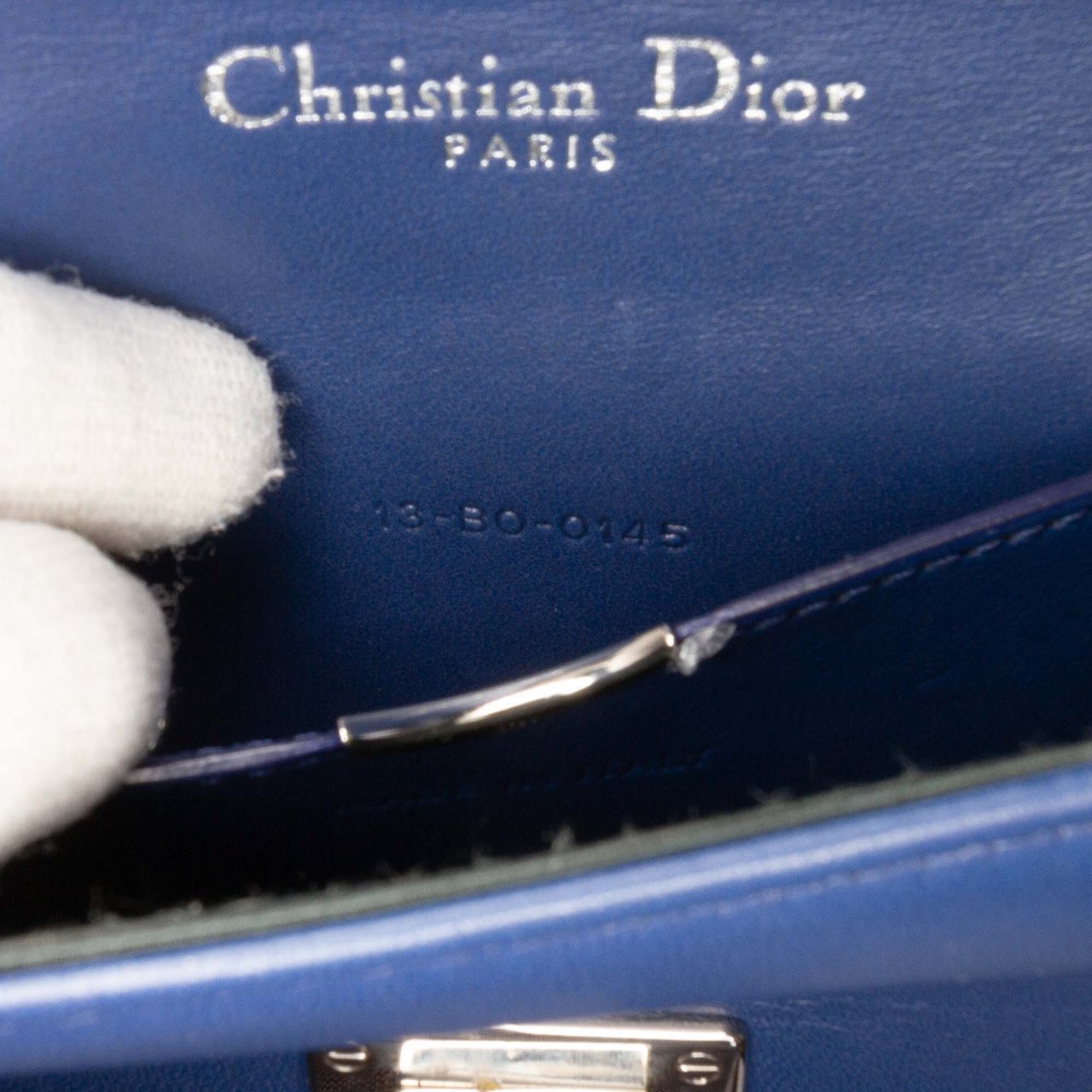 Dior Mini Lambskin Diorama Flap Blauw