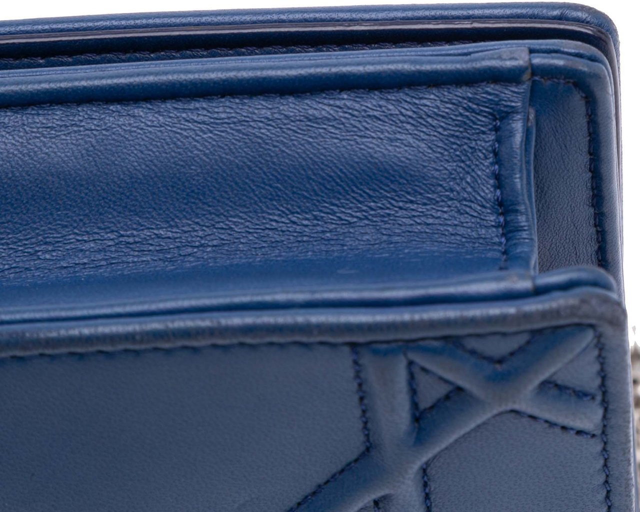 Dior Mini Lambskin Diorama Flap Blauw