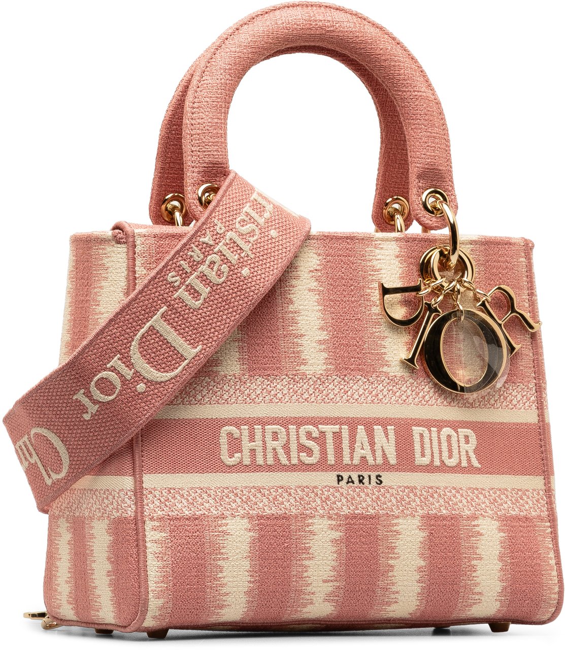 Dior Medium Embroidered Canvas D Stripes Lady D Lite Roze