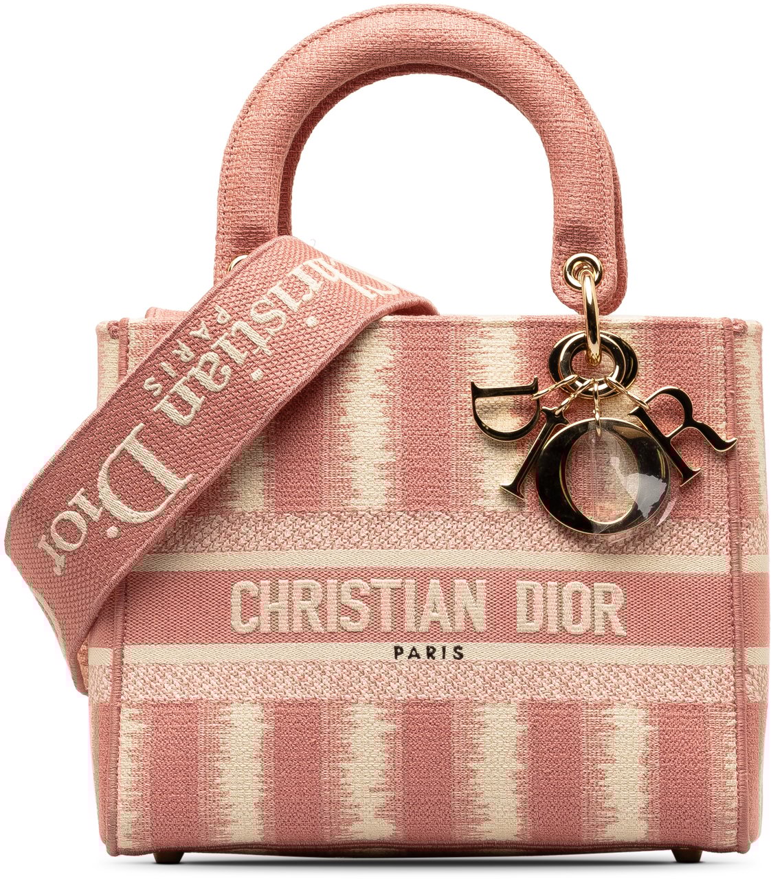 Dior Medium Embroidered Canvas D Stripes Lady D Lite Roze