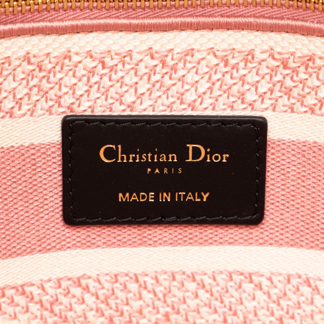 Dior Medium Embroidered Canvas D Stripes Lady D Lite Roze