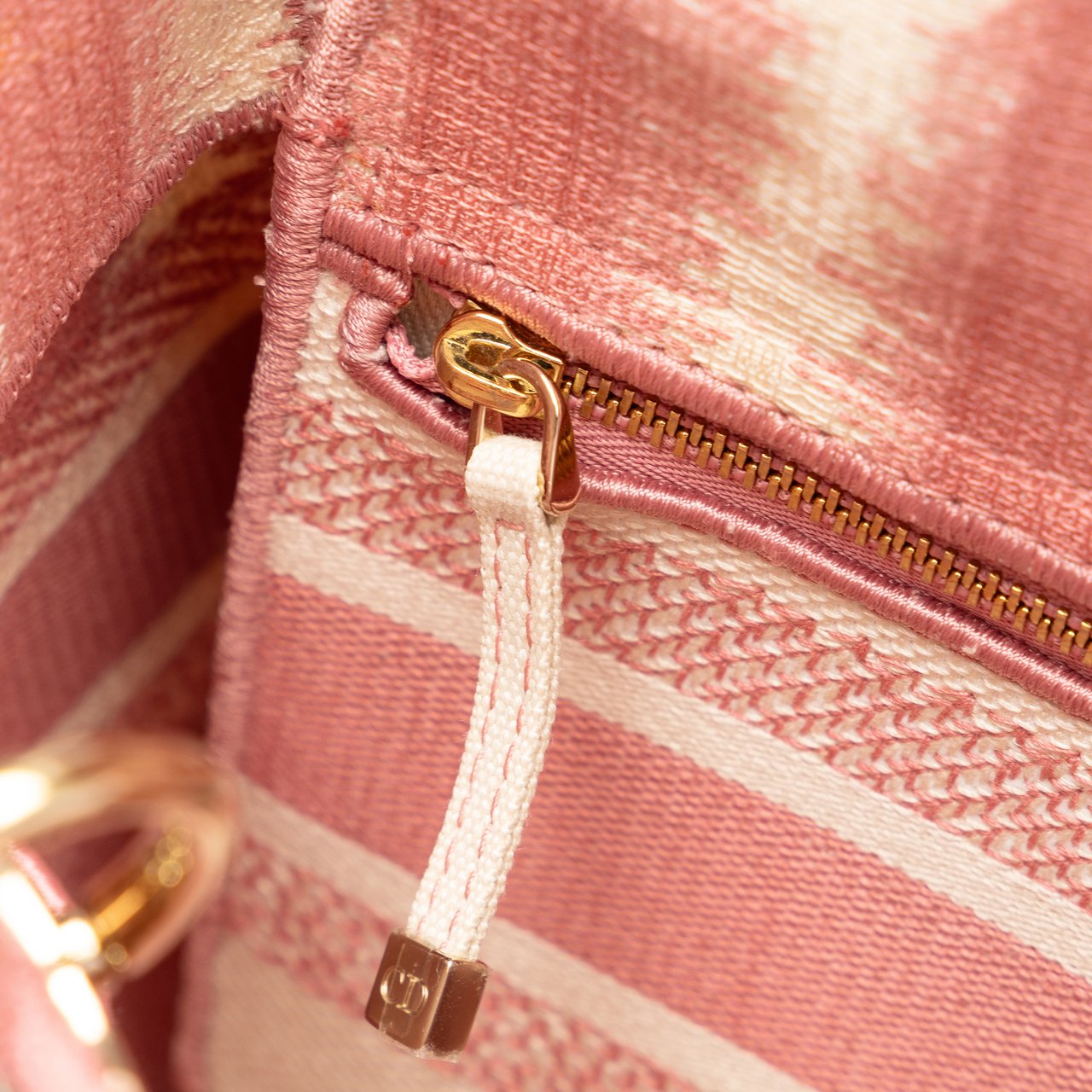 Dior Medium Embroidered Canvas D Stripes Lady D Lite Roze