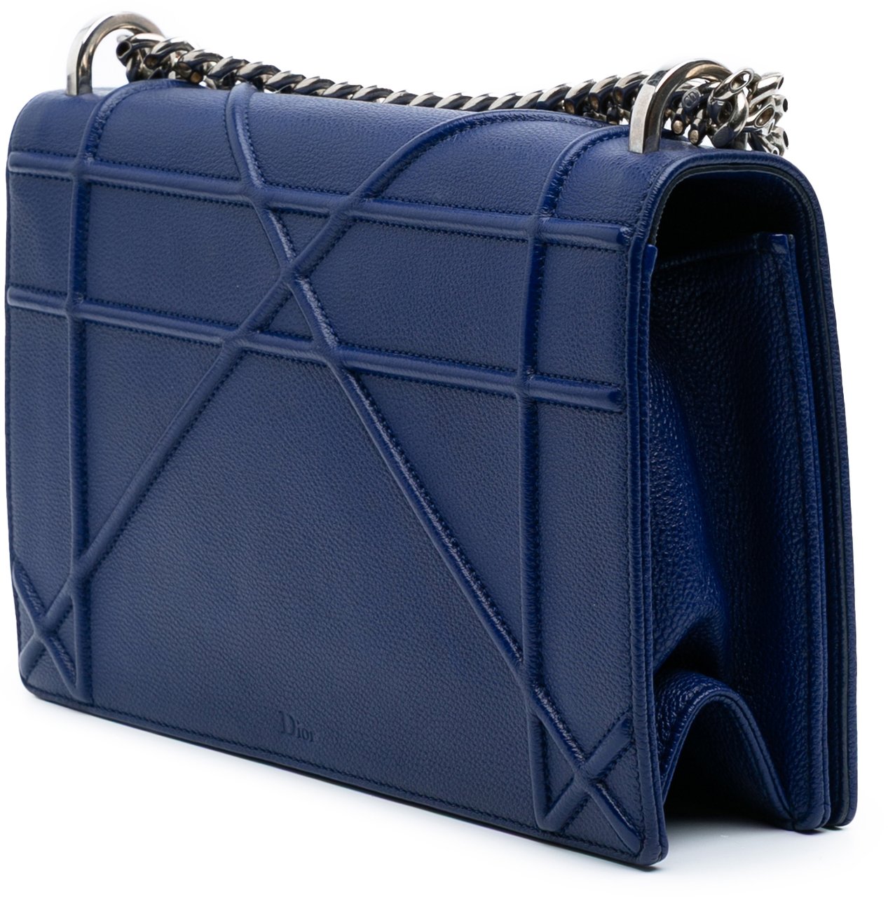Dior Medium Grained Calfskin Diorama Flap Blauw