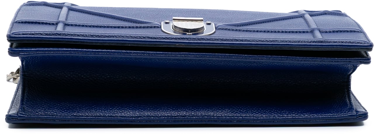 Dior Medium Grained Calfskin Diorama Flap Blauw