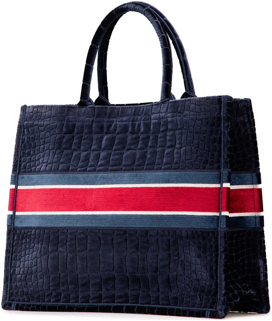Dior Large Velvet Embossed Book Tote Blauw