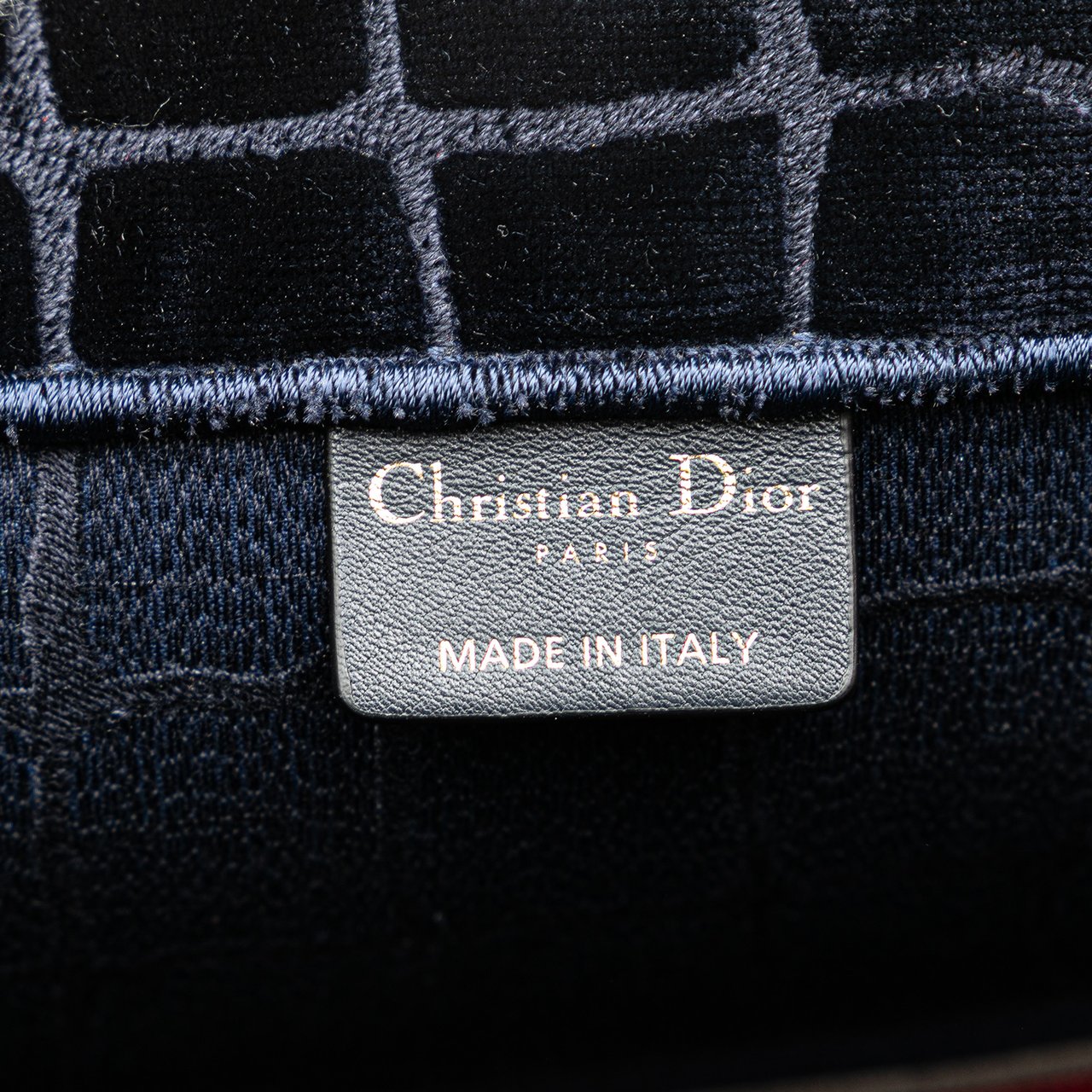 Dior Large Velvet Embossed Book Tote Blauw