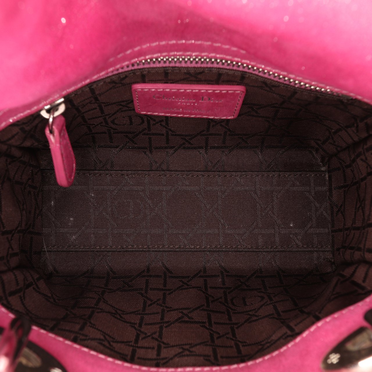 Dior Mini Iridescent Lambskin Cannage Lady Dior Roze