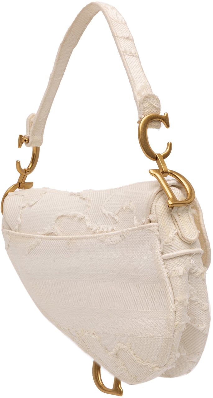Dior Mini Canvas Embroidered Camouflage Saddle Bag Wit