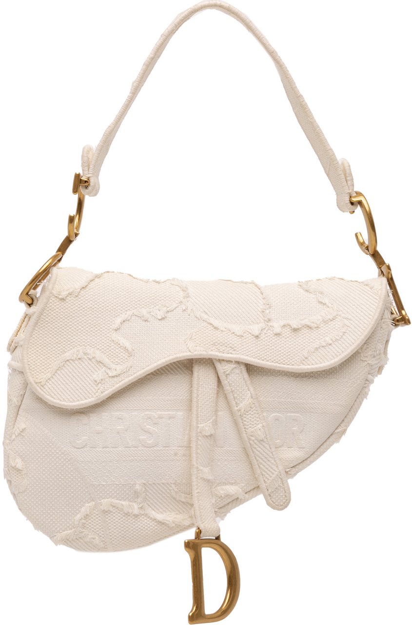 Dior Mini Canvas Embroidered Camouflage Saddle Bag Wit