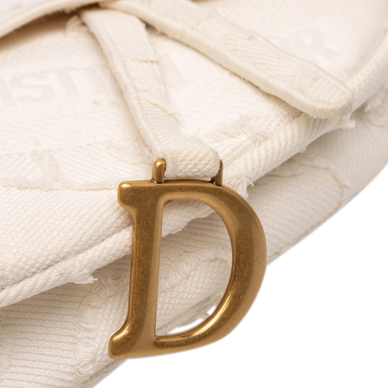 Dior Mini Canvas Embroidered Camouflage Saddle Bag Wit