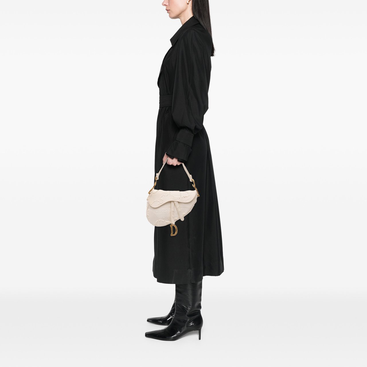 Dior Mini Canvas Embroidered Camouflage Saddle Bag Wit