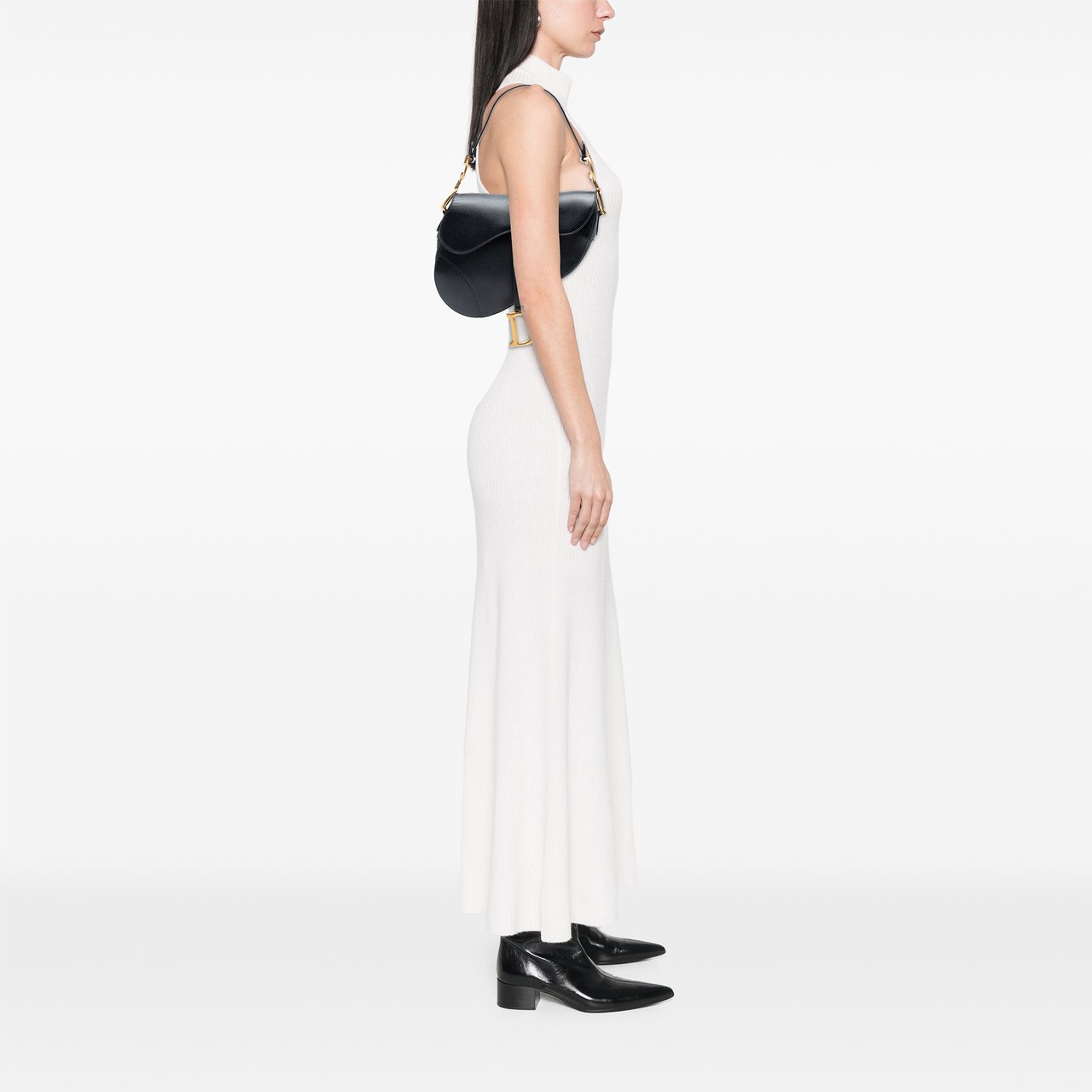 Dior Grained Calfskin Saddle Bag Zwart