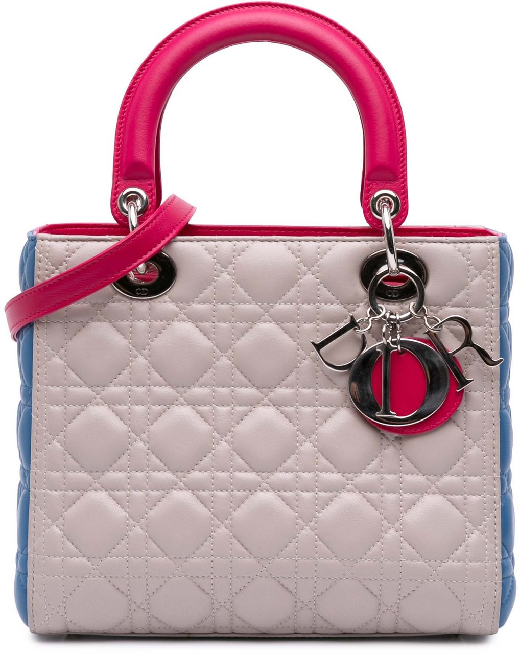 Dior Medium Tricolor Lambskin Cannage Lady Dior Bruin