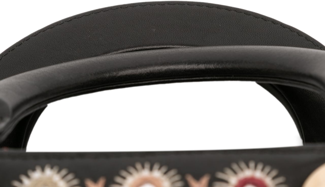 Dior Mini Calfskin Beaded Embroidered Lady Dior Zwart