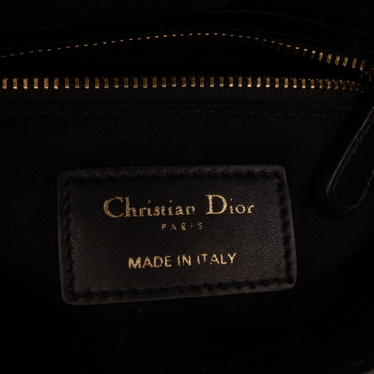 Dior Mini Calfskin Beaded Embroidered Lady Dior Zwart