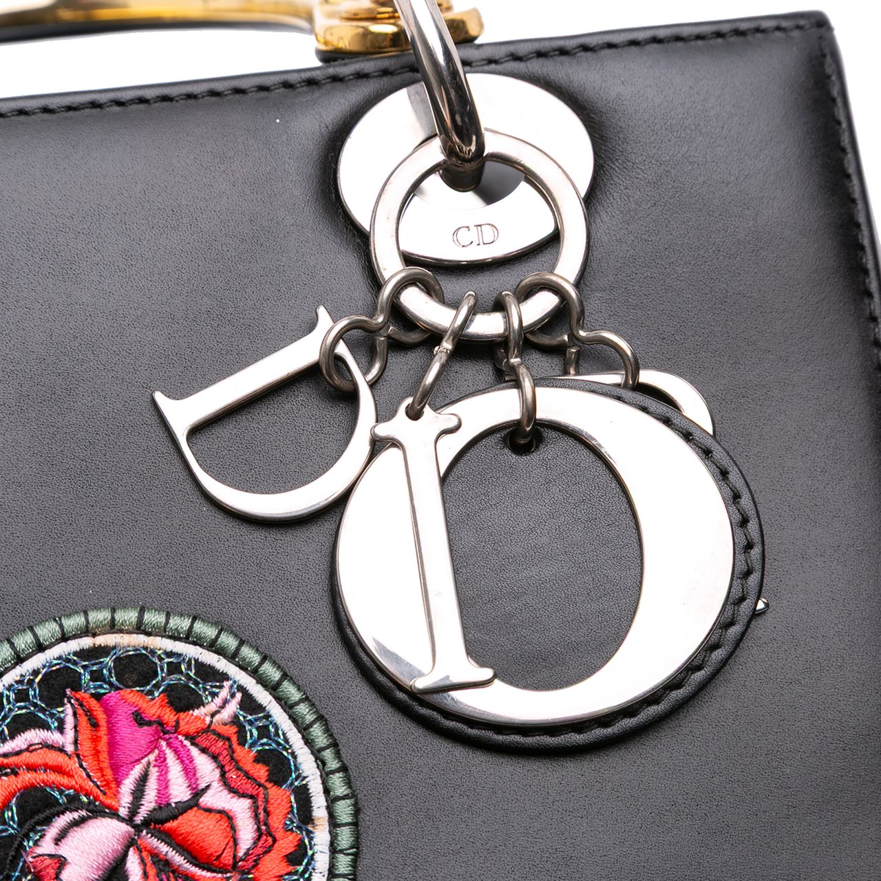 Dior Medium Calfskin Patch Embellished Lady Dior Zwart