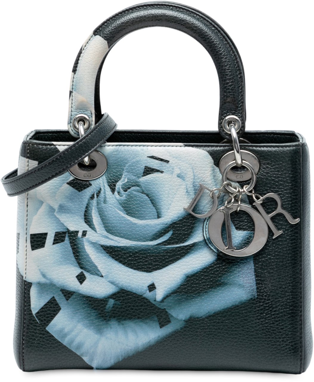 Dior Medium Deerskin Floral Print Lady Dior Groen