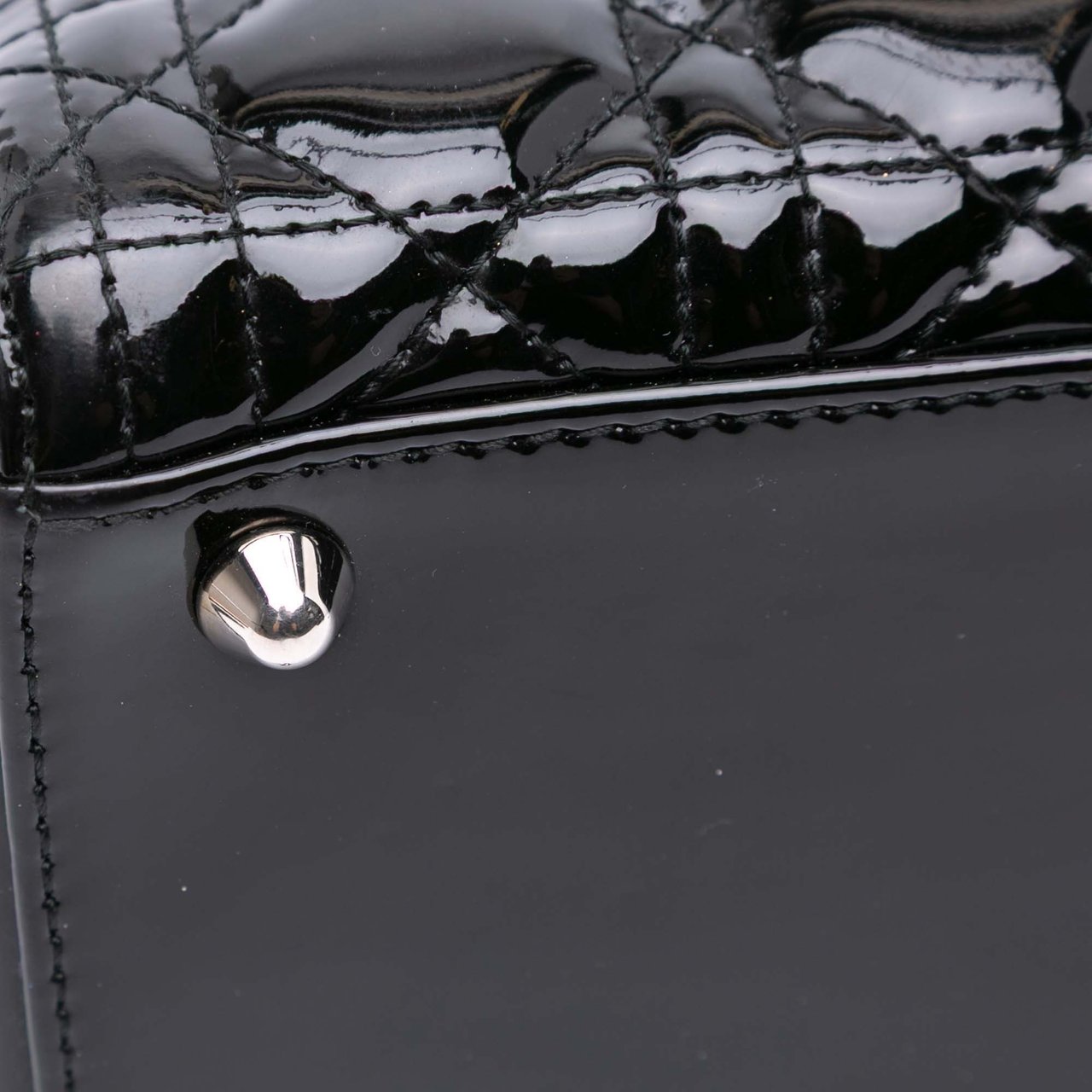 Dior Large Patent Cannage Lady Dior Zwart