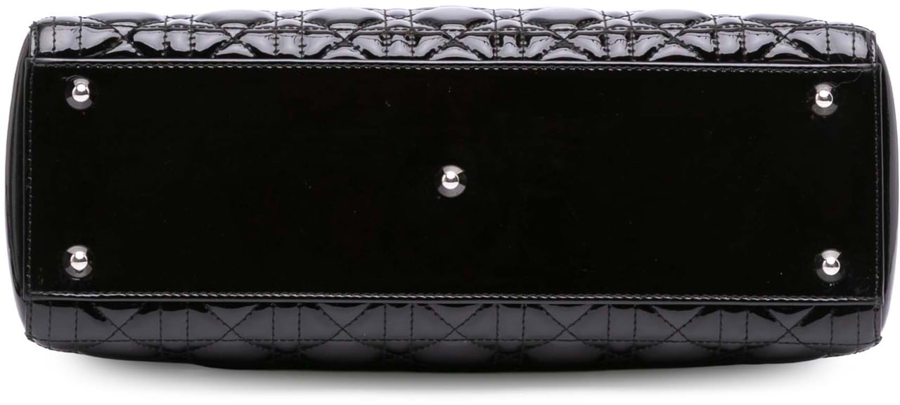 Dior Large Patent Cannage Lady Dior Zwart