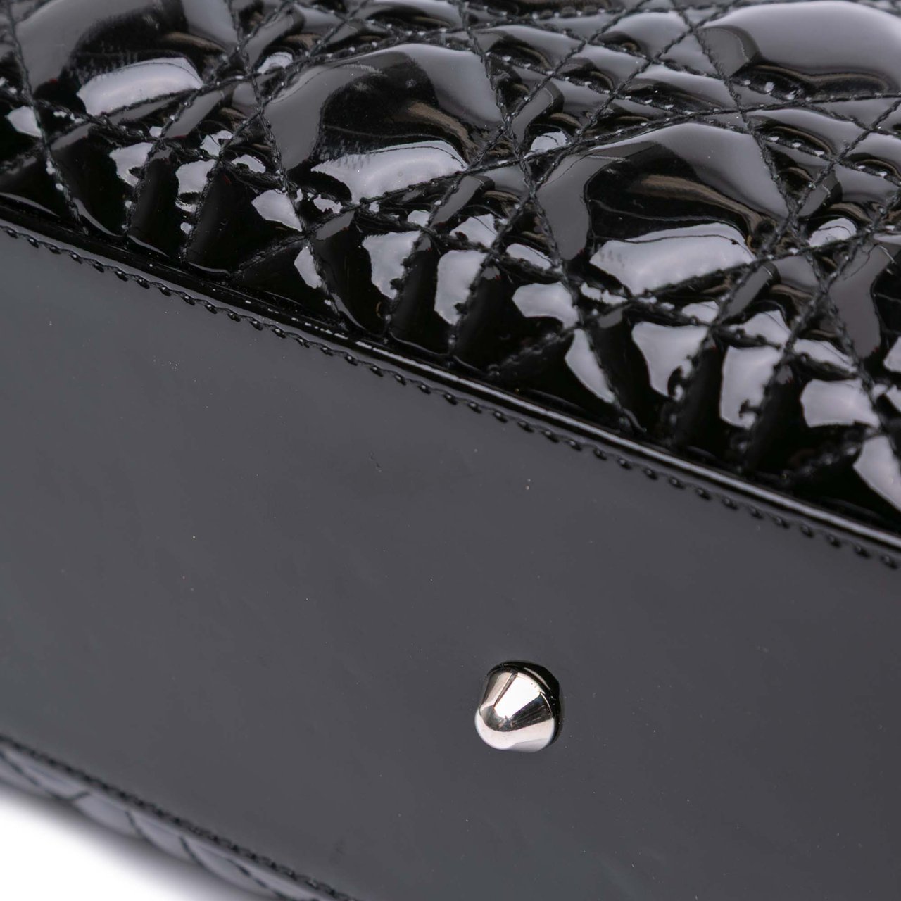 Dior Large Patent Cannage Lady Dior Zwart