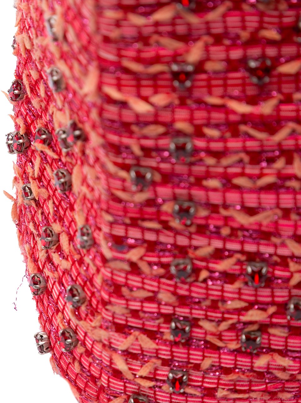 Dior Medium Tweed Fringe Rhinestone Lady Dior Rood