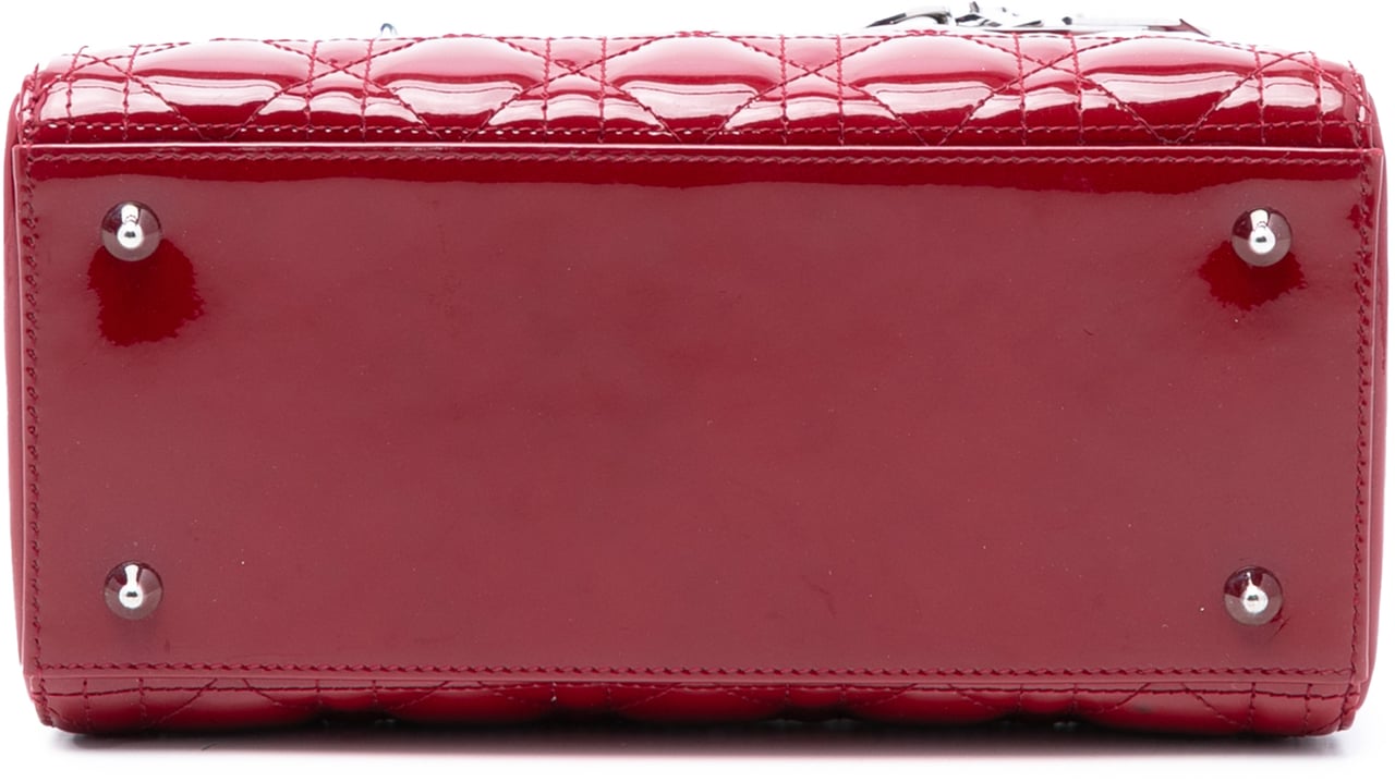 Dior Medium Patent Cannage Lady Dior Rood
