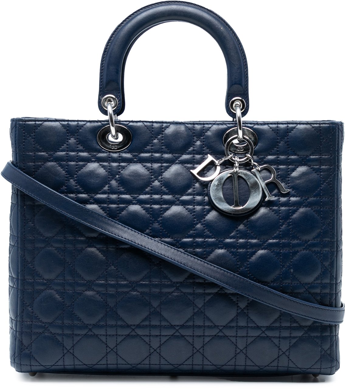 Dior Large Lambskin Cannage Lady Dior Blauw