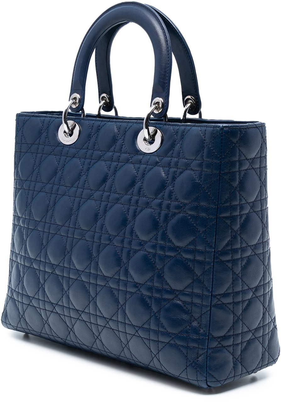 Dior Large Lambskin Cannage Lady Dior Blauw