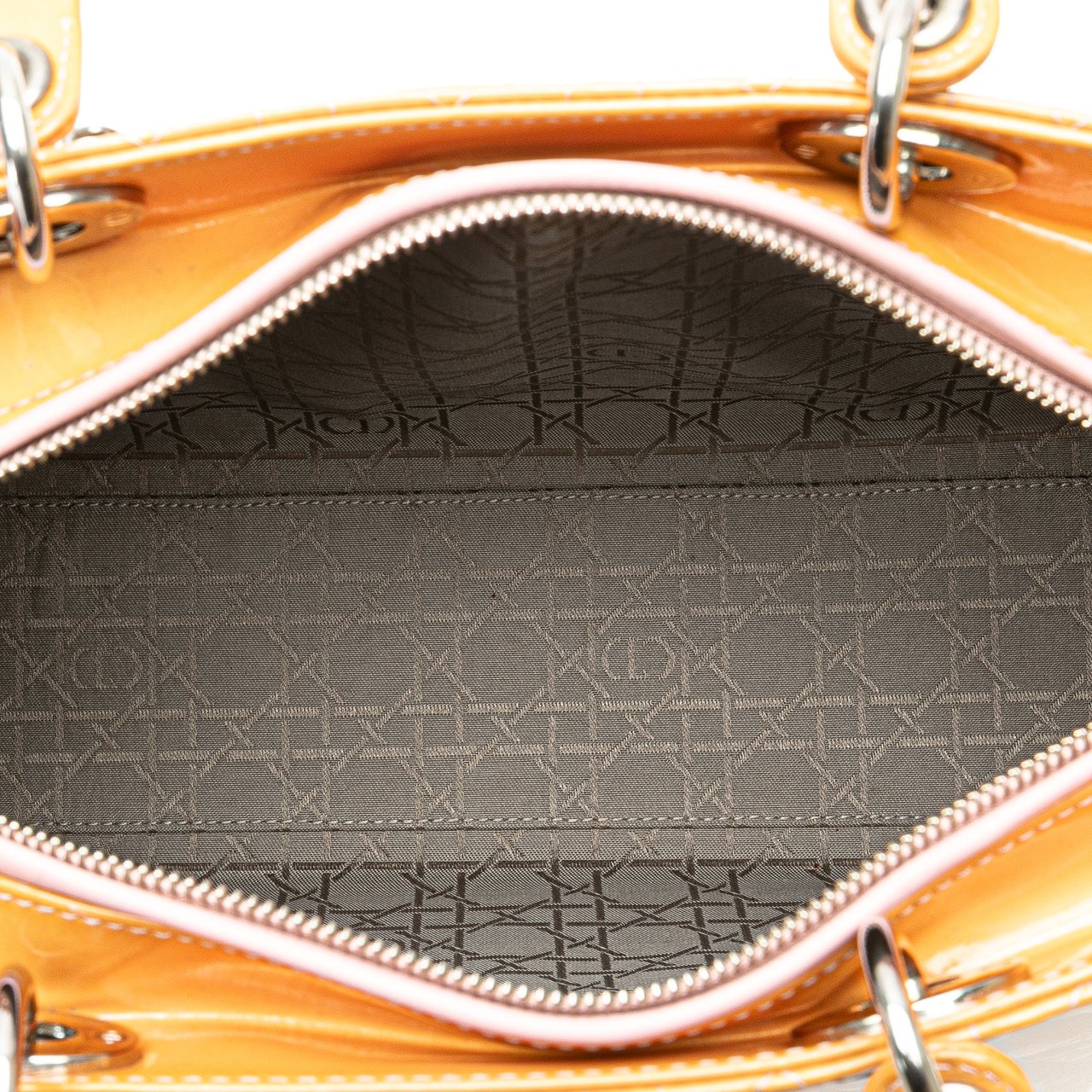 Dior Large Patent Cannage Lady Dior Bruin