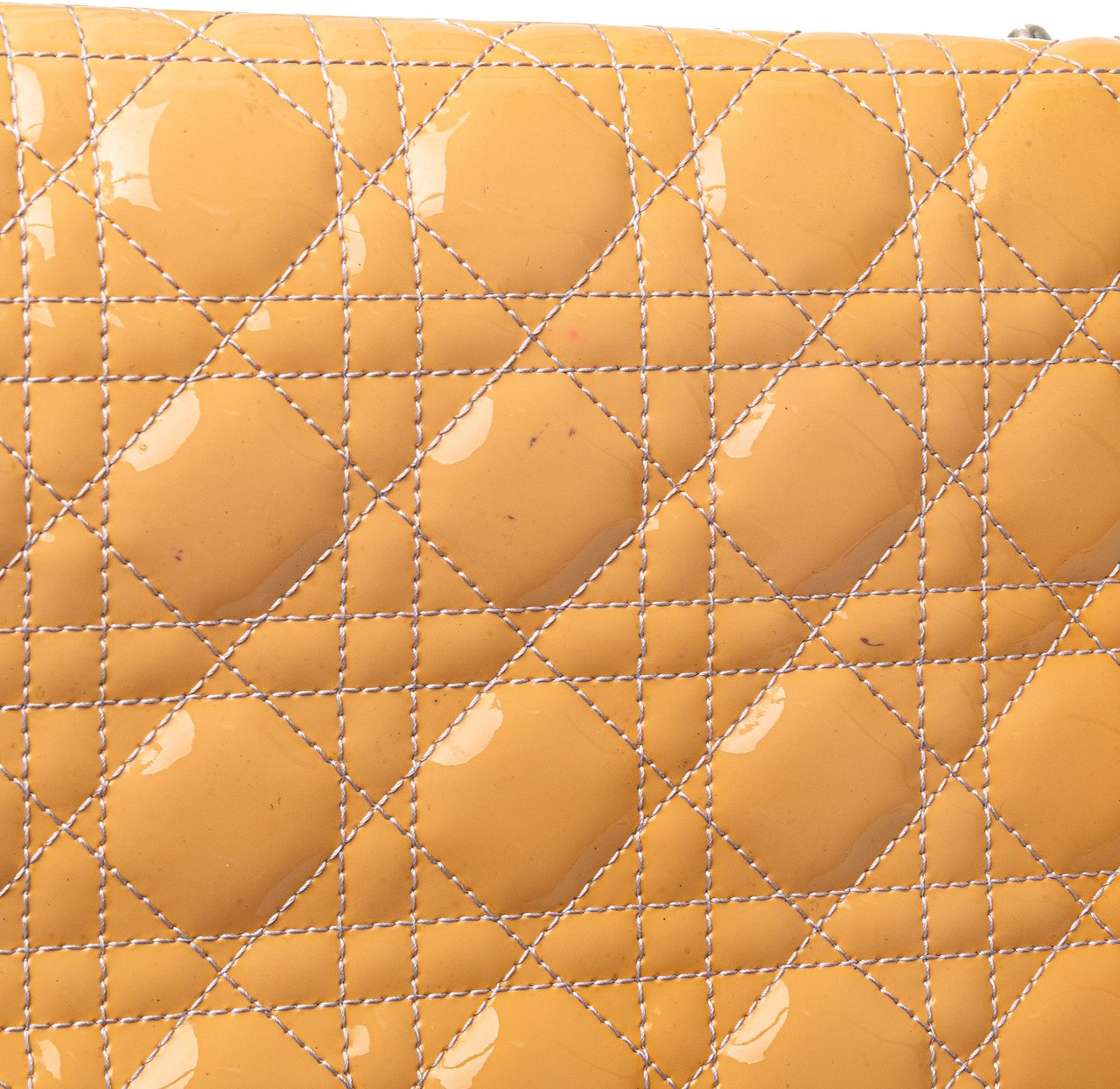 Dior Large Patent Cannage Lady Dior Bruin