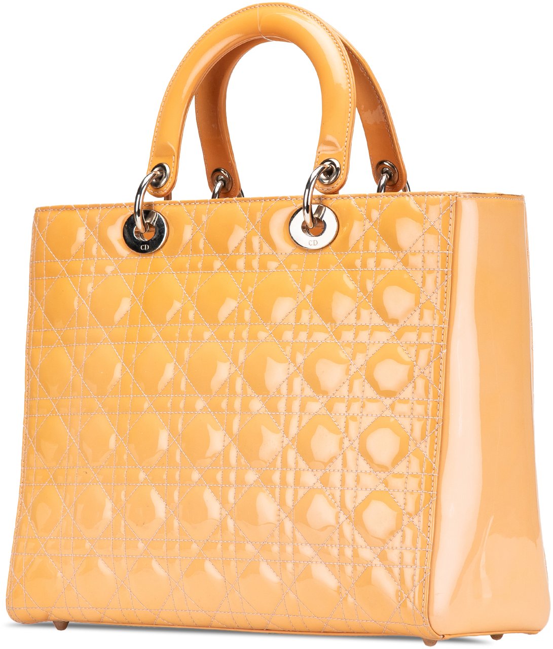 Dior Large Patent Cannage Lady Dior Bruin