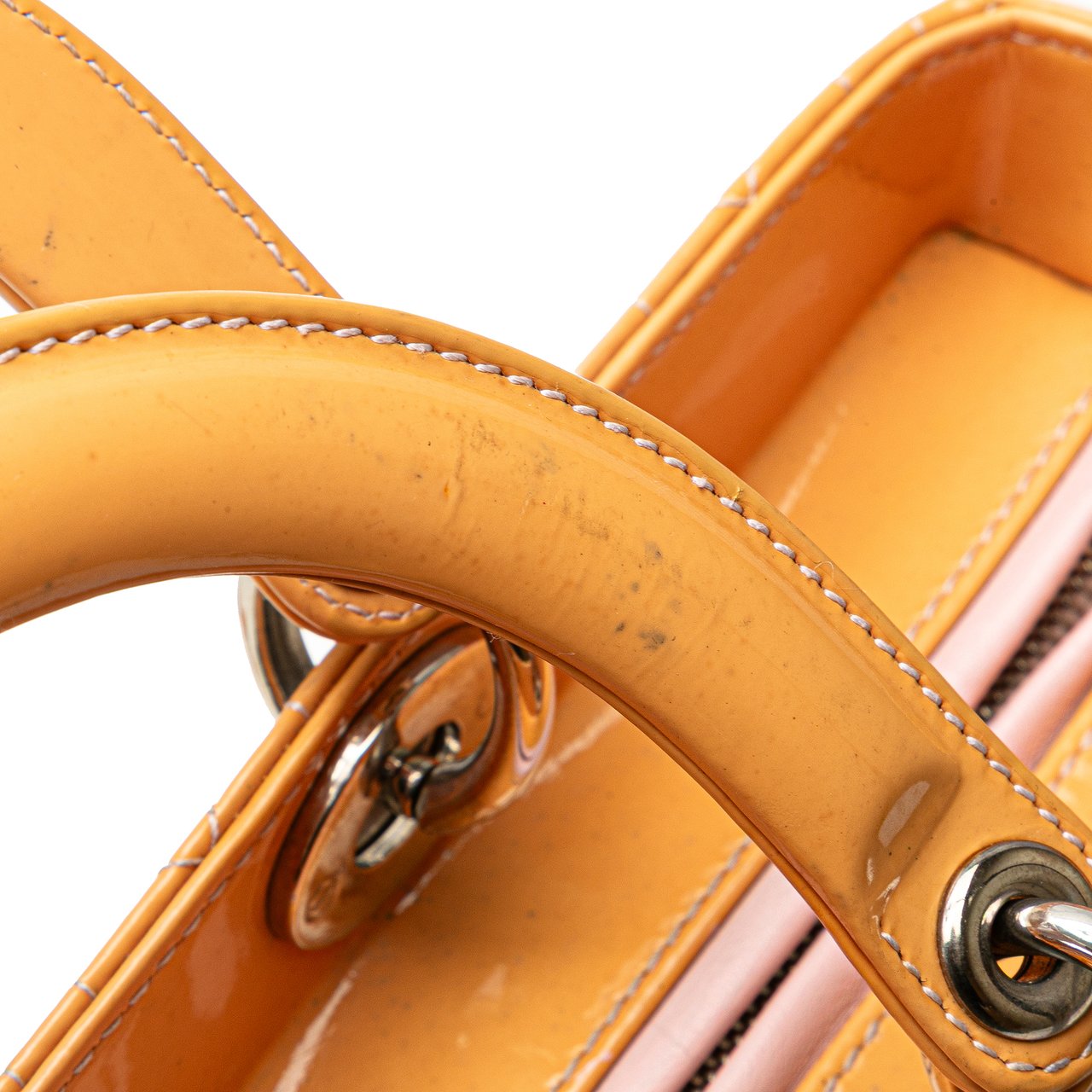 Dior Large Patent Cannage Lady Dior Bruin